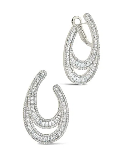 Sterling Forever Gabriella Cz Drop Stud Earrings In Silver