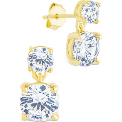 Sterling Forever 14k Over Silver Cz Galatea Brilliant Cut Stud Earrings In Gold