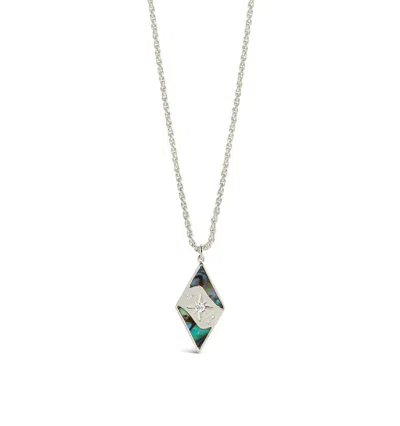 Sterling Forever Galaxy Cubic Zirconia Abalone Pendant Necklace In Silver