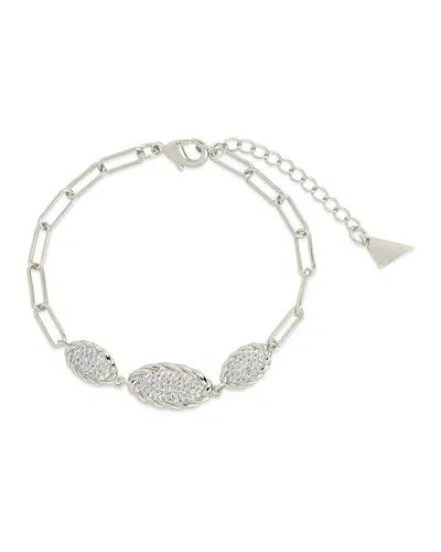 Sterling Forever Galette Cz Delicate Chain Bracelet In Silver