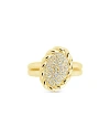 Sterling Forever Galette Ring In 14k Gold Plated In Gold/crystal