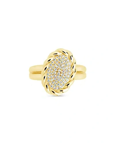 Sterling Forever Galette Ring In 14k Gold Plated In Gold/crystal