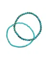 Sterling Forever Gemstone Set Of 2 Stone Beaded Stretch Bracelets In Green