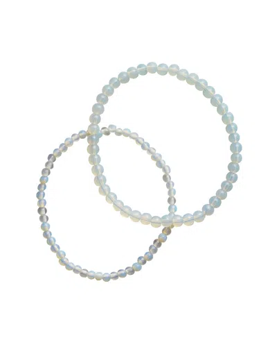 Sterling Forever Gemstone Set Of 2 Stone Beaded Stretch Bracelets