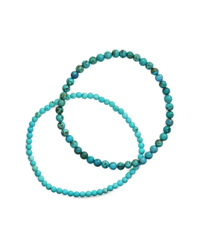 STERLING FOREVER STERLING FOREVER GEMSTONE SET OF 2 STONE BEADED STRETCH BRACELETS