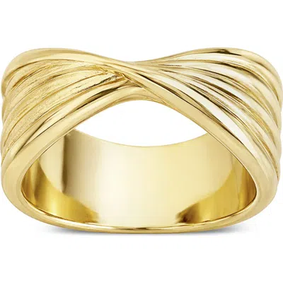 Sterling Forever Genesis Sculpted Crossover Ring In Gold