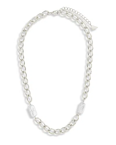 Sterling Forever Genuine Pearl Chain Necklace, 16-18 In Silver