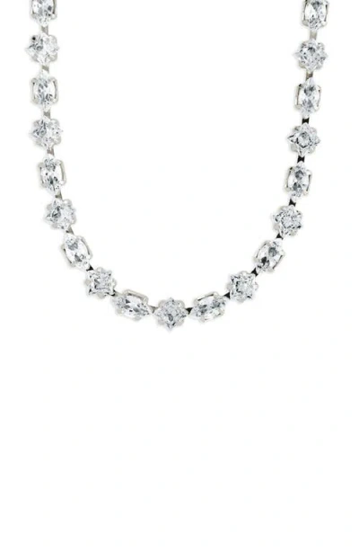 Sterling Forever Geo Cubic Zirconia Tennis Necklace In Silver