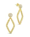 Sterling Forever Geoetric Cz Diamond Drop Stud Earrings In Gold