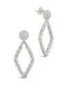 Sterling Forever Geoetric Cz Diamond Drop Stud Earrings In Silver