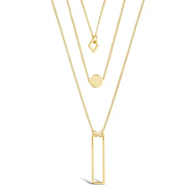 Sterling Forever Geometric Multi Layer Necklace In Gold