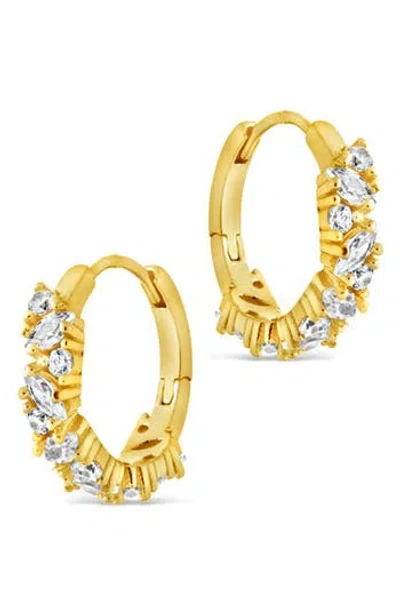 Sterling Forever Georgia Cubic Zirconia Huggie Hoop Earrings In Gold