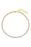 Sterling Forever Georgia Cubic Zirconia Tennis Bracelet In Gold