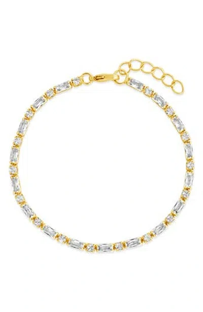 Sterling Forever Georgia Cubic Zirconia Tennis Bracelet In Gold