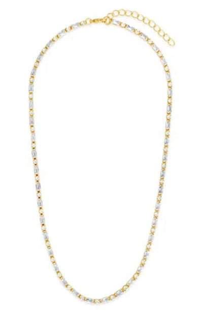 Sterling Forever Georgia Cubic Zirconia Tennis Necklace In Gold