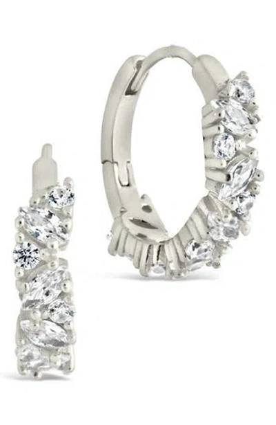 Sterling Forever Georgia Cz Cluster Micro Hoop Earrings In Metallic