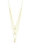 Sterling Forever Gia Cubic Zirconia Layered Pendant Necklace In Gold
