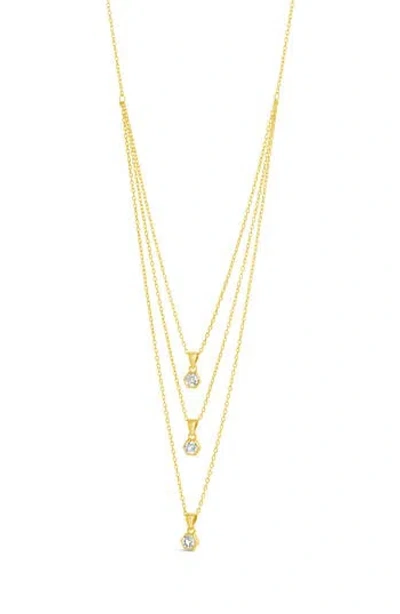 Sterling Forever Gia Cubic Zirconia Layered Pendant Necklace In Gold