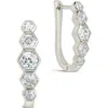 Sterling Forever Gia Geometric Cz Latch Hoop Earrings In Metallic