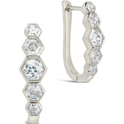 STERLING FOREVER STERLING FOREVER GIA CZ LATCH HOOP EARRINGS