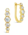 Sterling Forever Gia Geometric Cz Latch Hoop Earrings In Gold