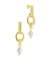 Sterling Forever Giselle Freshwater Pearl Door Knocker Drop Earrings In Gold