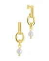 Sterling Forever Giselle Freshwater Pearl Door Knocker Drop Earrings In Gold