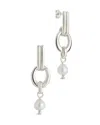 Sterling Forever Giselle Pearl Door Knocker Stud Earrings In Silver