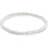 Sterling Forever Glass Opal Beaded Stretch Bracelet In White