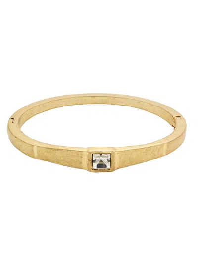 Sterling Forever Gold Tone Bracelet With Square Cz Stone