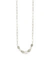 Sterling Forever Gold-tone Or Silver-tone Beaded And Cultured Pearl Sylvie Statement Necklace In Silver
