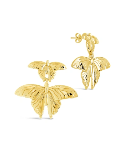 Sterling Forever Gold-tone Or Silver-tone Butterfly Rowena Drop Studs