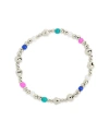 Sterling Forever Gold-tone Or Silver-tone Colored And Cultured Pearl Beaded Truvy Stretch Bracelet In Silver