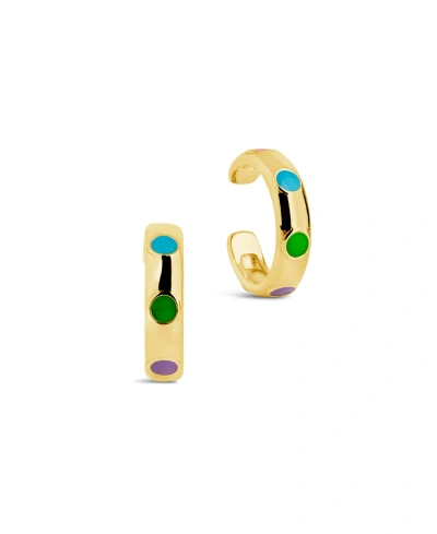 Sterling Forever Gold-tone Or Silver-tone Colorful Enamel Enamel Accent Ear Cuff Set Of 2