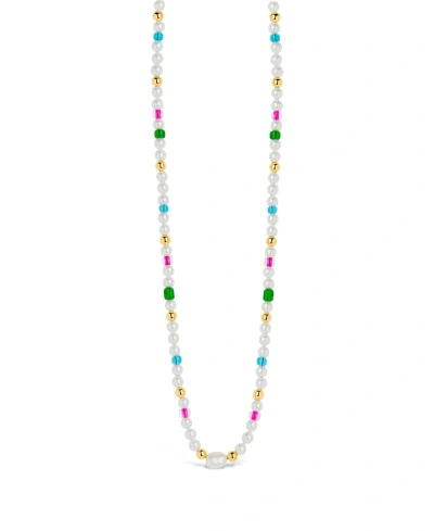 Sterling Forever Gold-tone Or Silver-tone Cultured Freshwater Pearl And Glass Bead Polly Choker In Multi/white