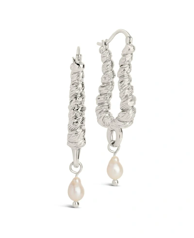 Sterling Forever Gold-tone Or Silver-tone Drop Cultured Freshwater Pearl Sylvie Statement Hoops