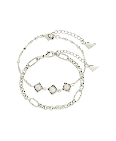 Sterling Forever Gold-tone Or Silver-tone Reine Bracelet Set With Freshwater Pearls