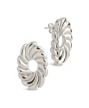 Sterling Forever Moulinet Flower Stud Earrings In Silver