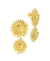 Sterling Forever Gold-tone Or Silver-tone Triple Sunflower Solaris Drop Studs In Gold