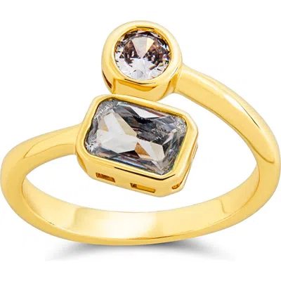 Sterling Forever Gracelyn Cz Crossover Ring In Gold