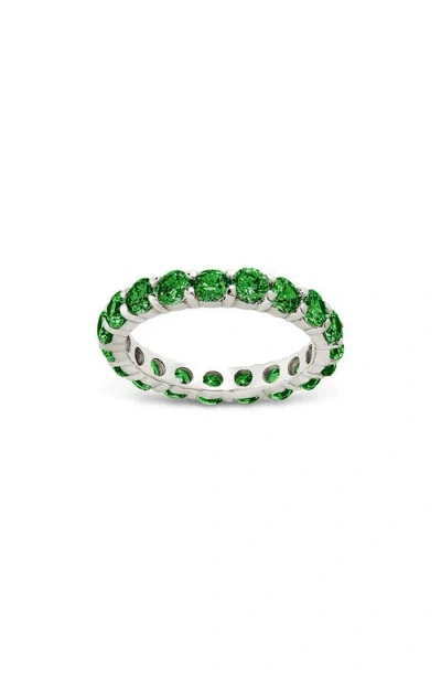Sterling Forever Gracie Cubic Zirconia Eternity Ring In Green