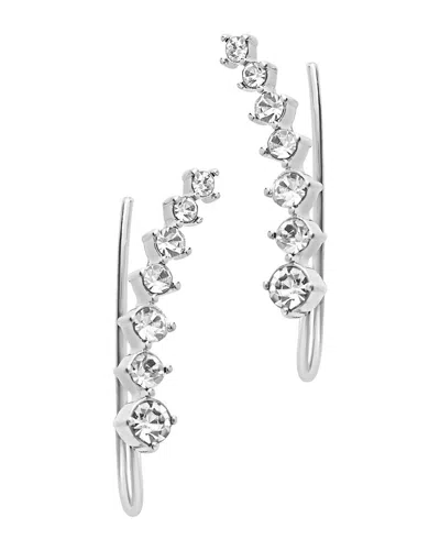 Sterling Forever Graduated Cz Crawler Earrings-rose Gold