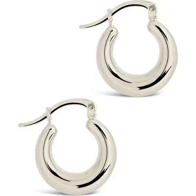 Sterling Forever Graduated Tube Hoop Earrings In Metallic