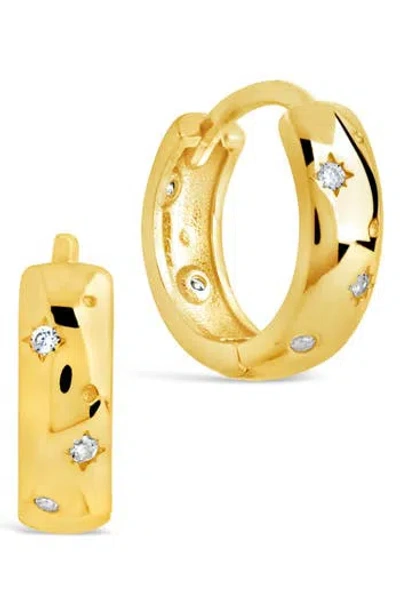 Sterling Forever Greer Cubic Zirconia Huggie Hoop Earrings In Gold