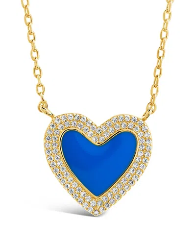 Sterling Forever Gwen Cz & Enamel Heart Pendant Necklace In Gold