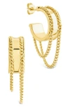 Sterling Forever Gwendolyn Chain Drop Hoop Earrings In Gold