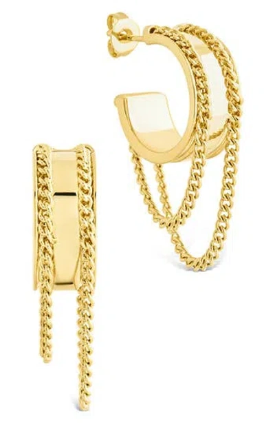 Sterling Forever Gwendolyn Chain Drop Hoop Earrings In Gold
