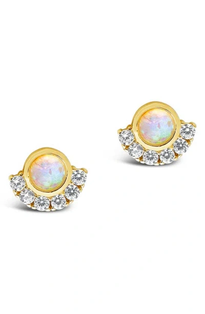 Sterling Forever Half Halo Stud Earrings In Gold