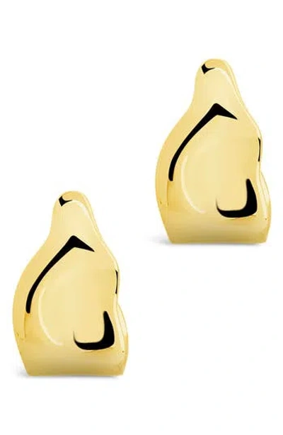 Sterling Forever Hammered Huggie Stud Earrings In Gold