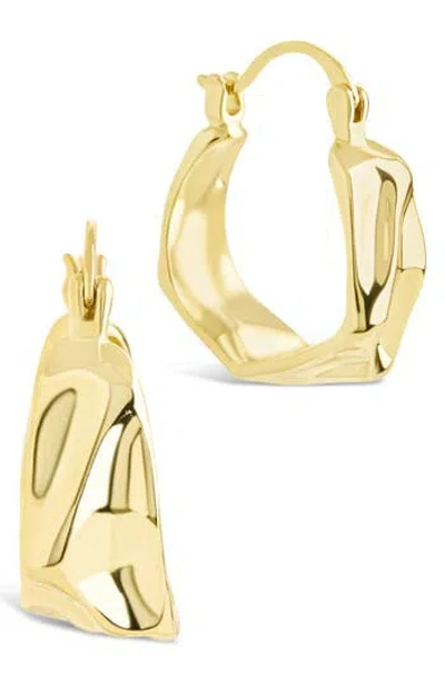 Sterling Forever Hampton Molten Micro Hoop Earrings In Gold